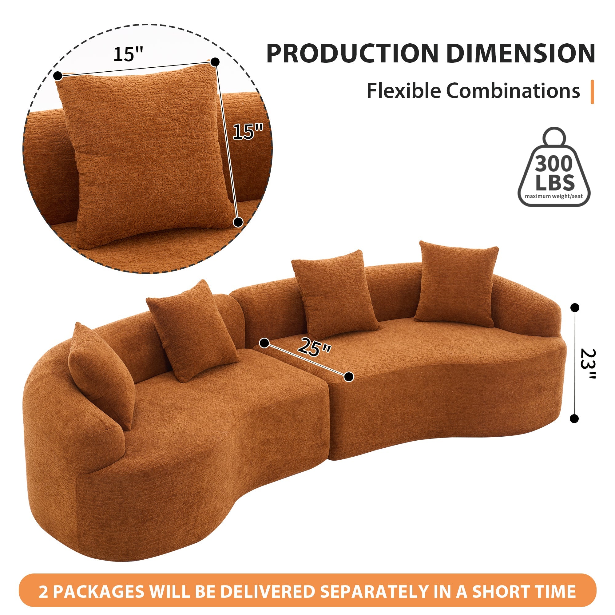 30D High-Density Sponge Sectional Couch for Living Room