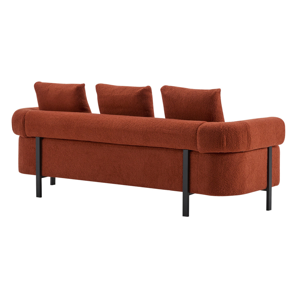 78' Modern Upholstered Sofa with 3 Plush Pillows