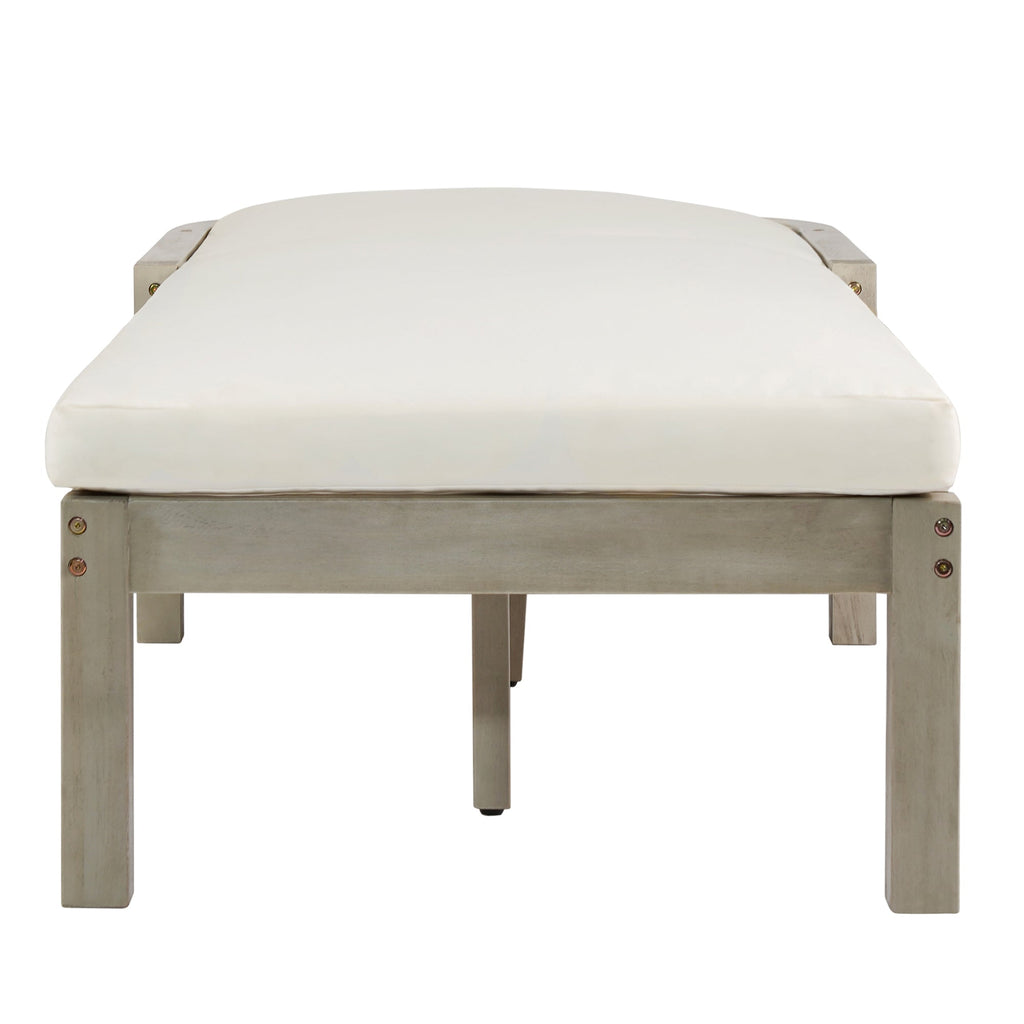 Acacia Wood Chaise Lounge Chairs 5-Position Adjustable Backrest for Patio Poolside