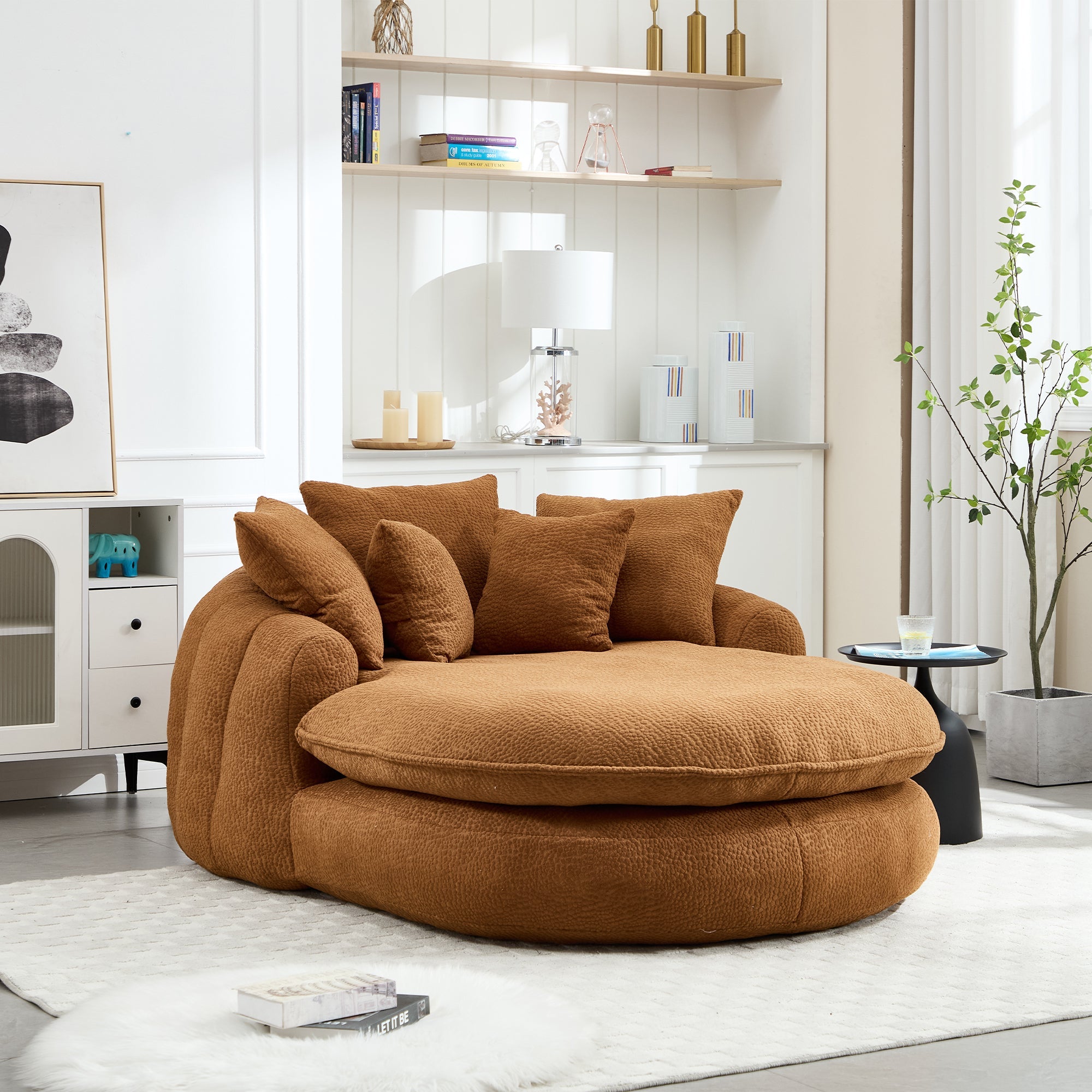Oversized Oval Upholstered Bean Bag Sofa