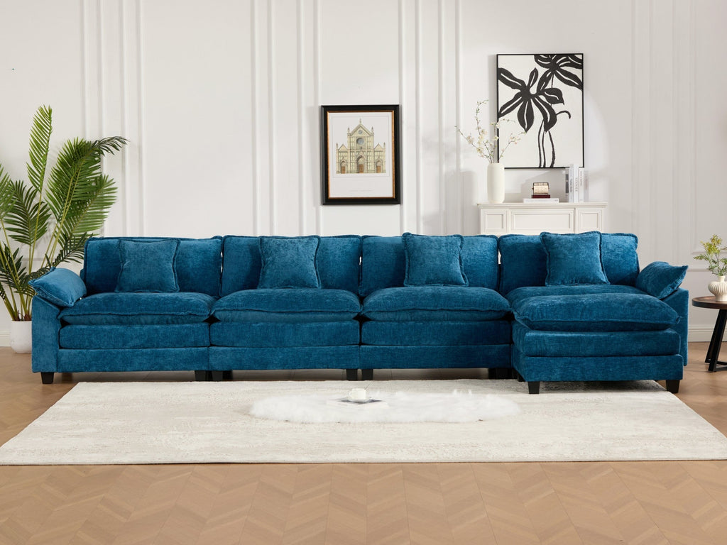 Modern Comfy Upholstered Seat Cushion Sectional Couch (Ottoman is Not Included)