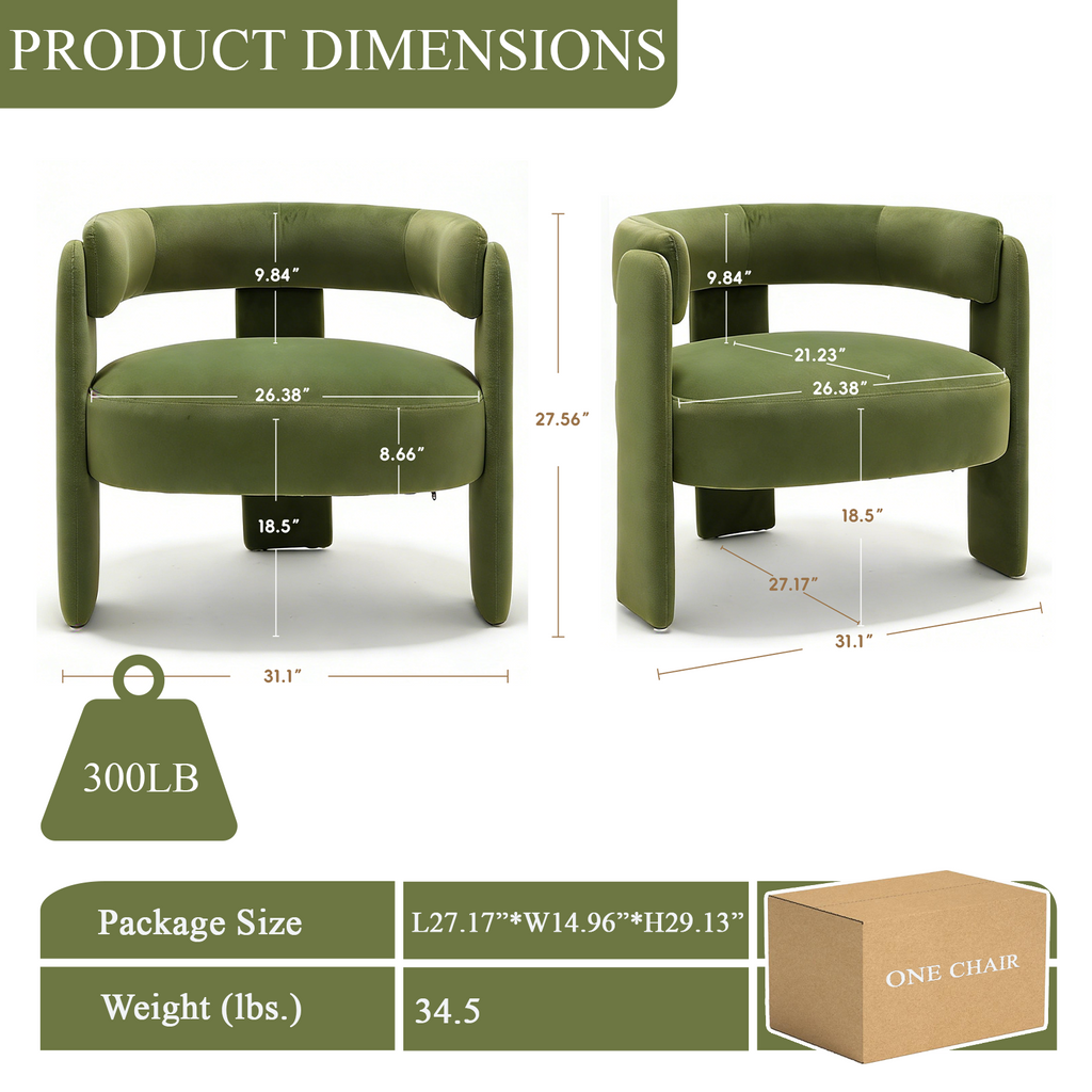 Mid-Century Velvet Comfy Single Sofa Accent Chair