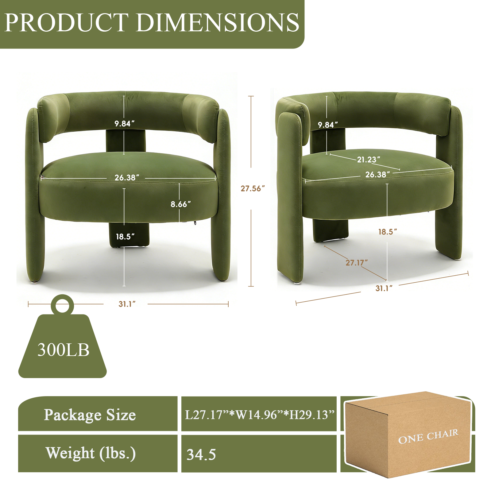 Mid-Century Velvet Comfy Single Sofa Accent Chair