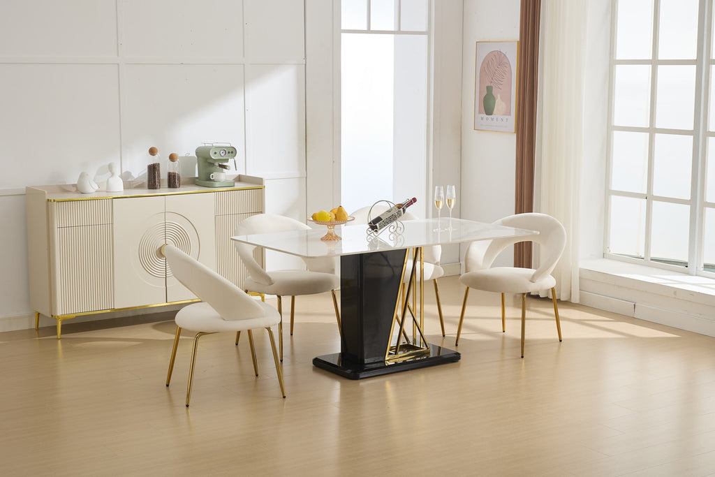 Velvet/Teddy Fabric Dining Chairs with Curved Backrest