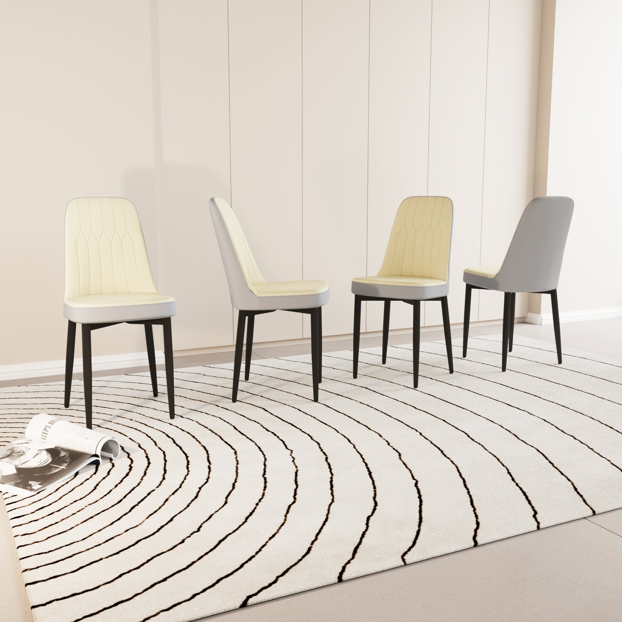 Modern Dining Chair Set of 4 with High-Quality PU Leather