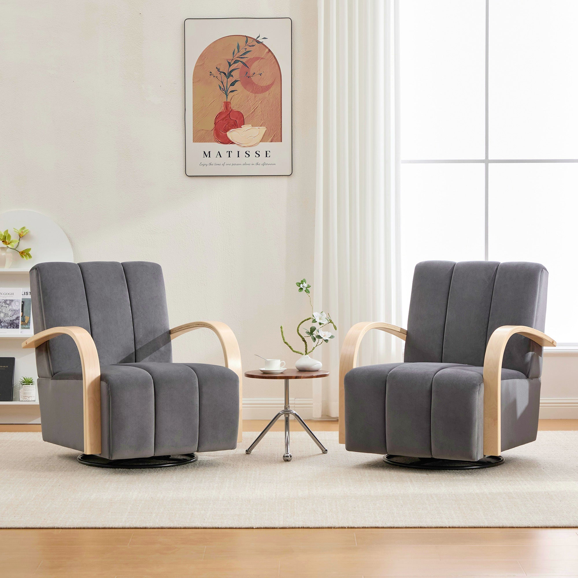 Modern Upholstered 360° Swivel Accent Chair