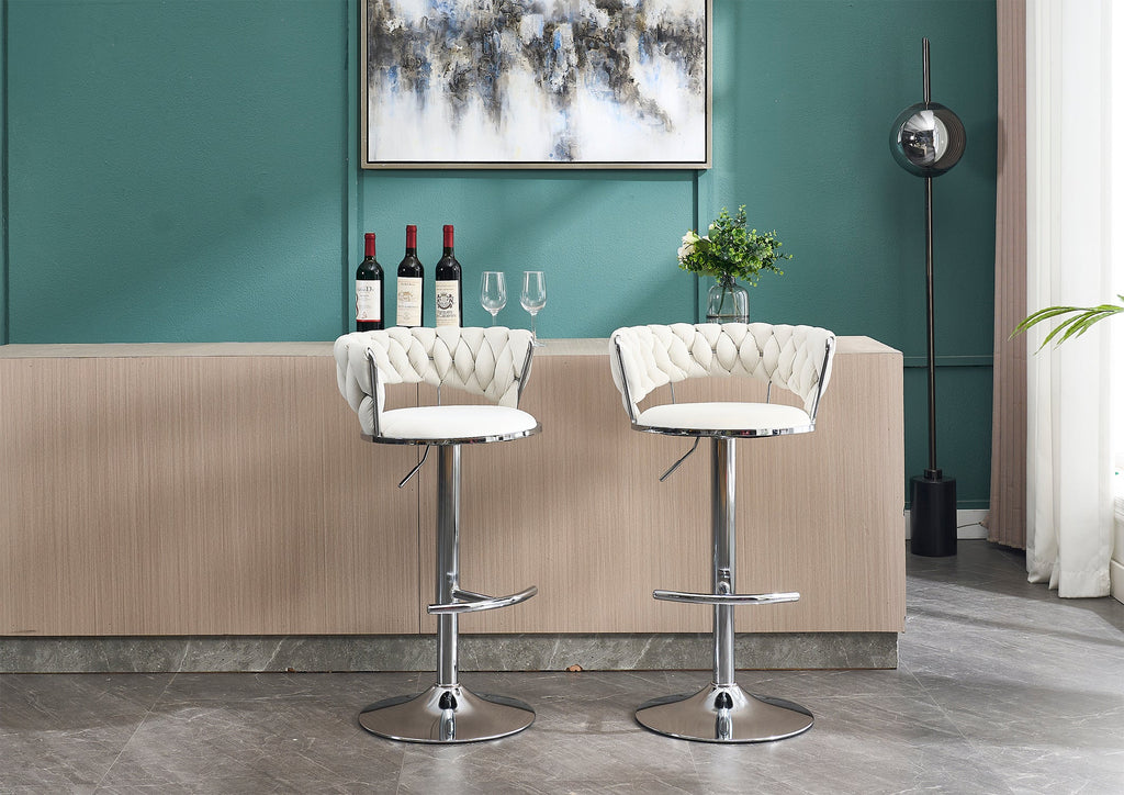 2PCS Metal Bar Stools with Chrome Footrest and Base