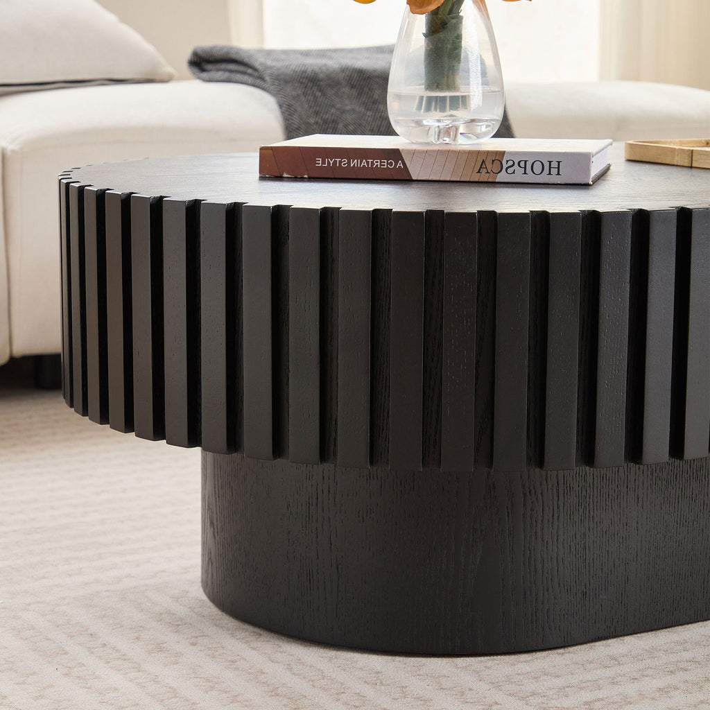 43.70 Inch Modern Handcraft Drum and Oval Coffee Table