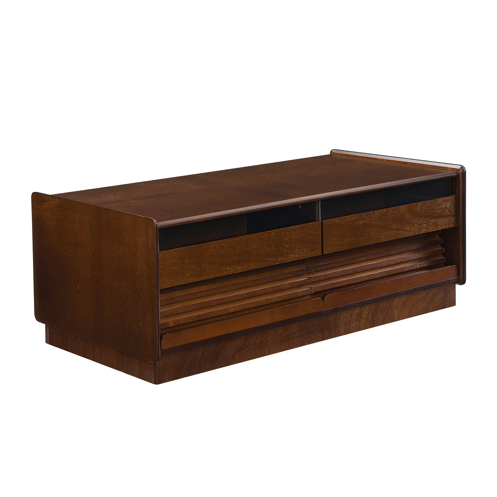 Modern 47.2' Wood Coffee Table with Fluted Style