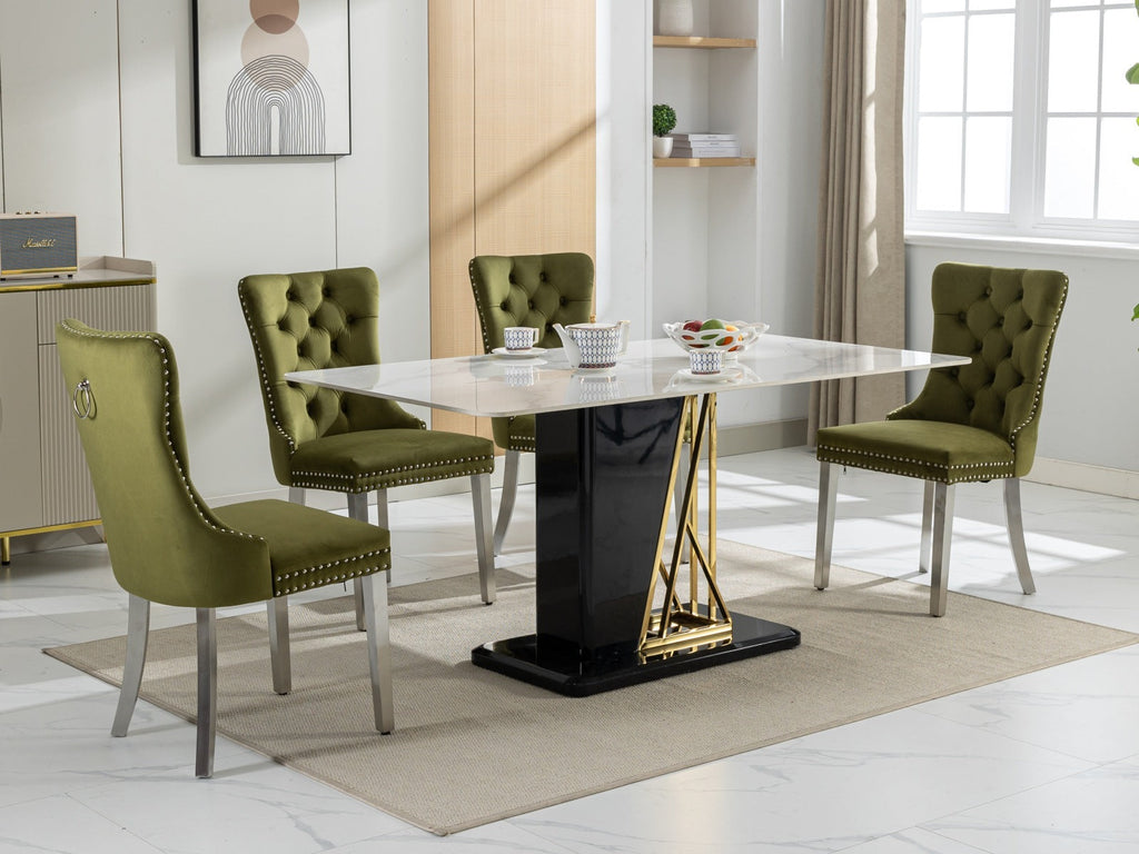 Modern High-end Tufted Solid Wood Velvet Dining Chairs (Set of 2)