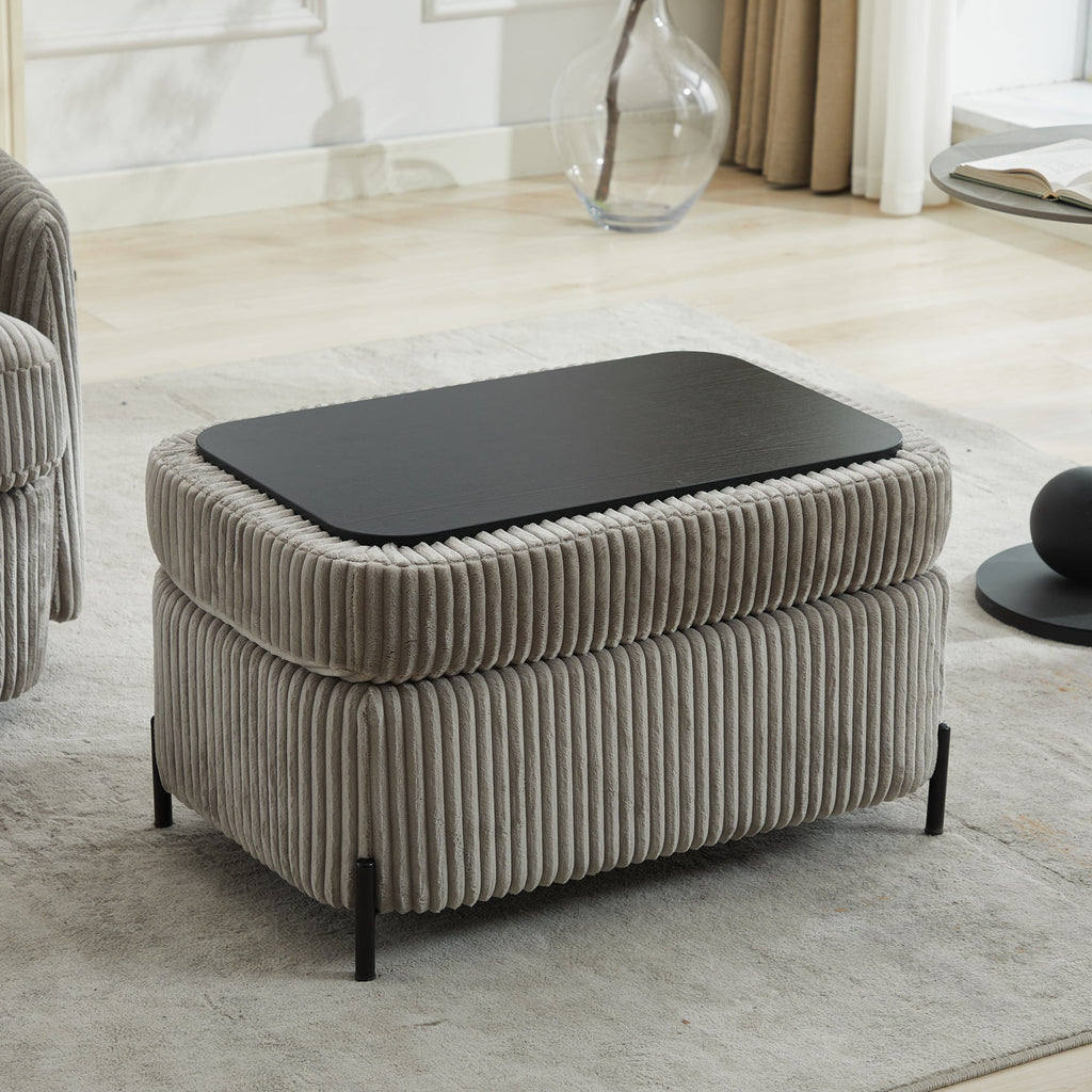 30.3' W Corduroy Upholstered  Storage Large Ottoman