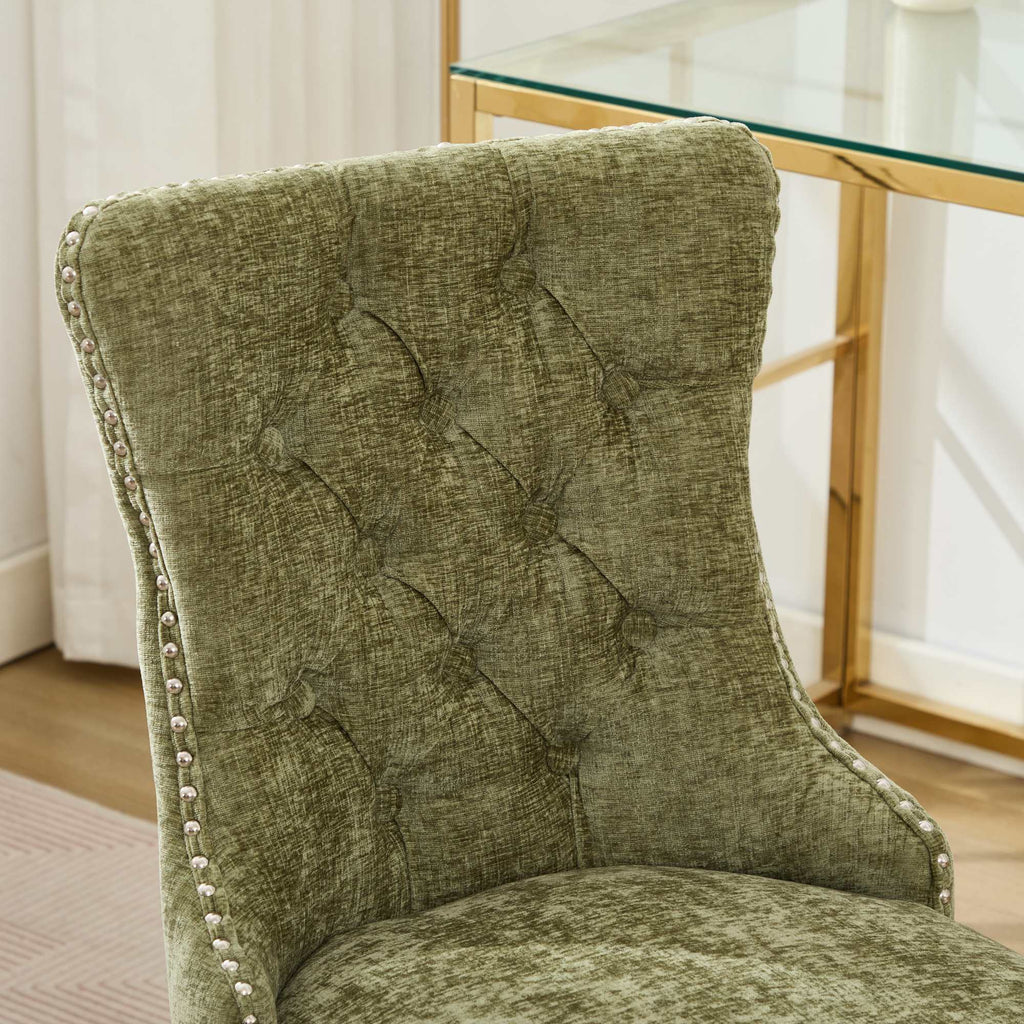 Modern Chenille Upholstered Tufted Button Home Office Chair