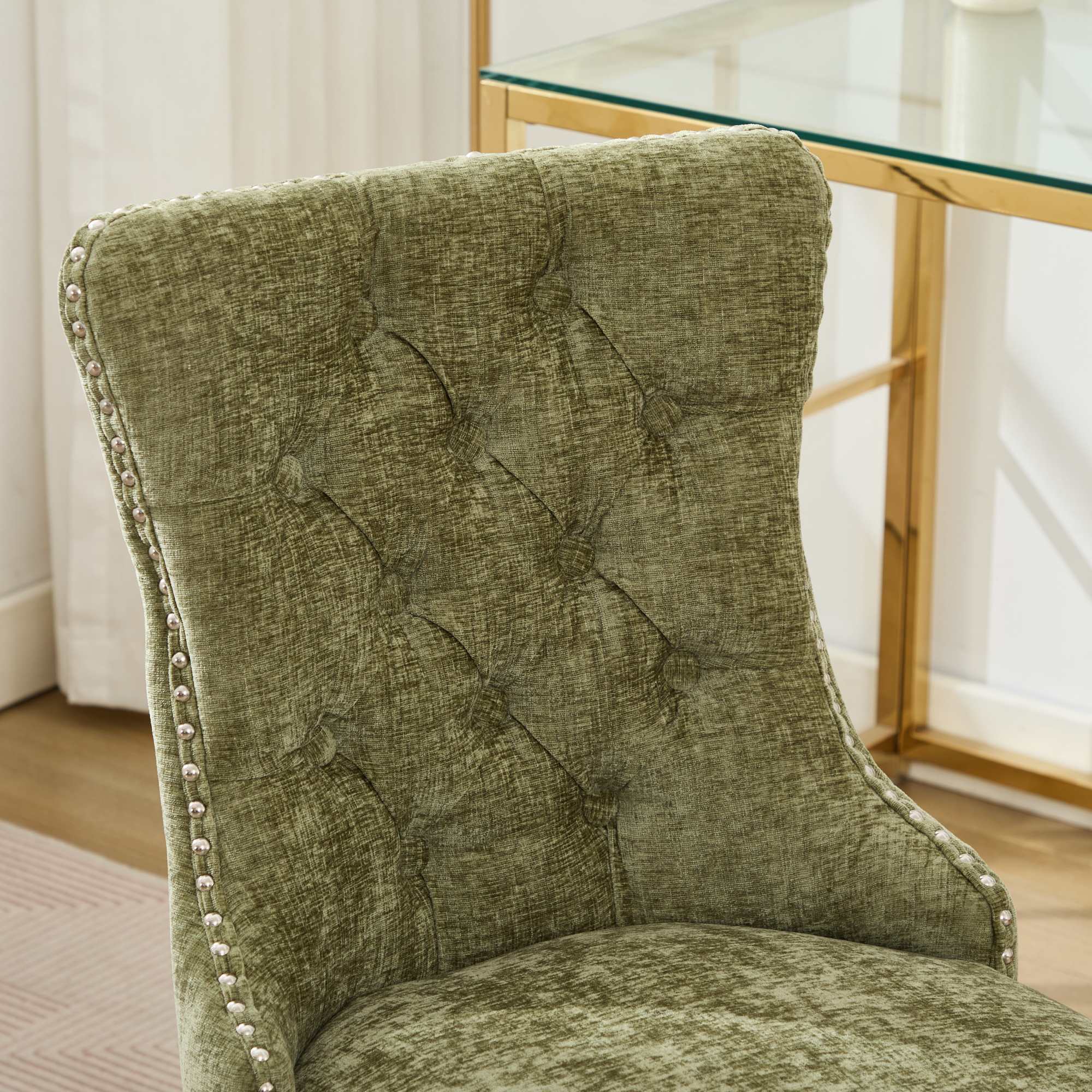 Modern Chenille Upholstered Tufted Button Home Office Chair