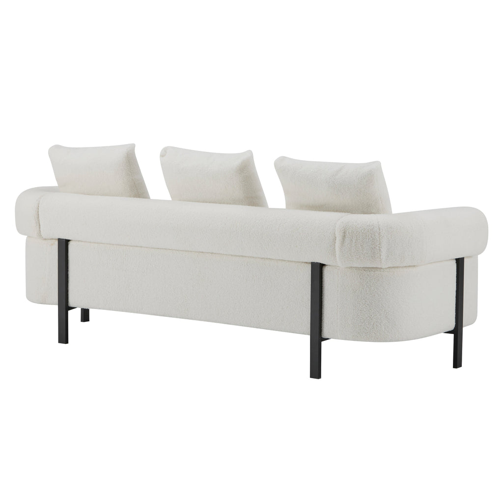 78' Modern Upholstered Sofa with 3 Plush Pillows