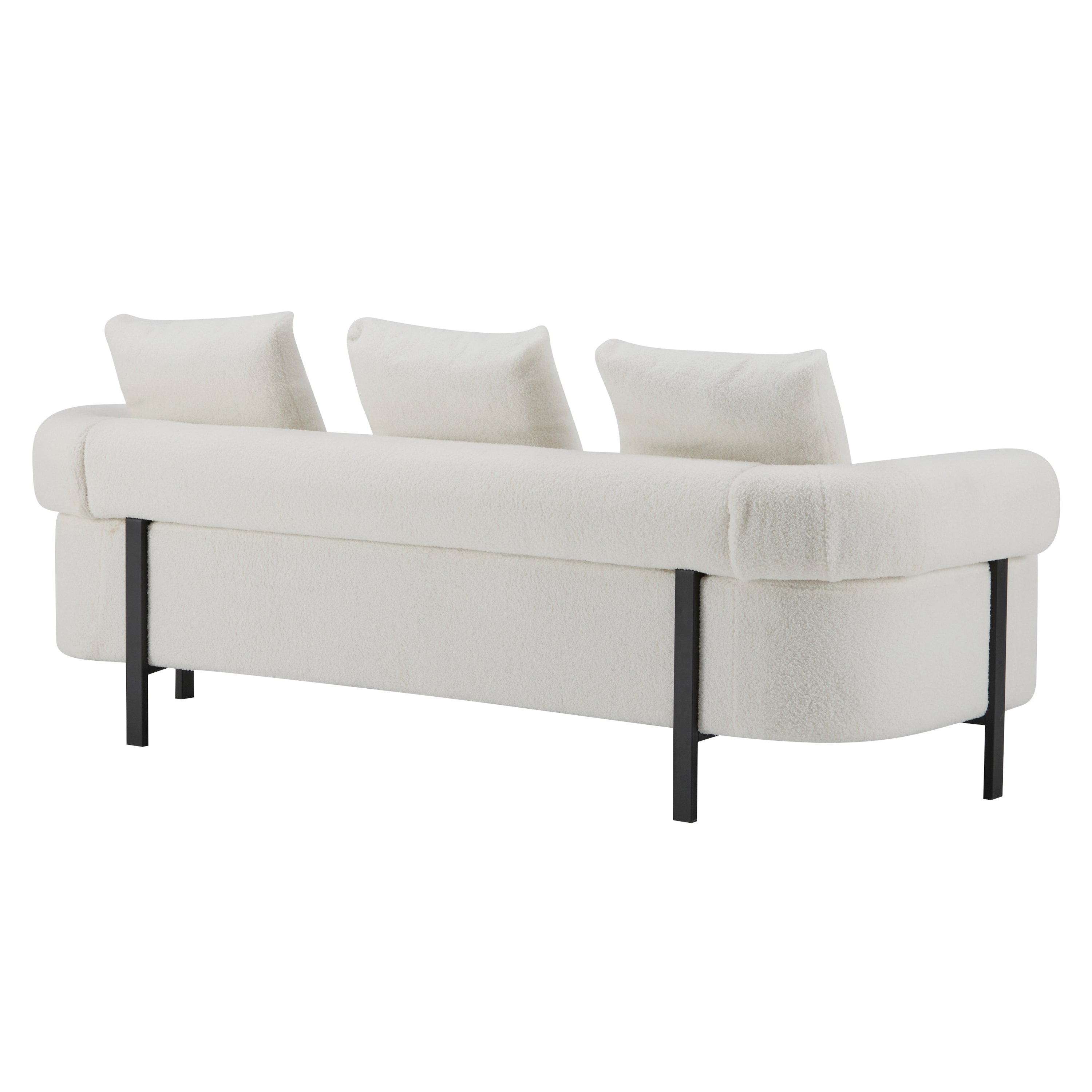 78' Modern Upholstered Sofa with 3 Plush Pillows