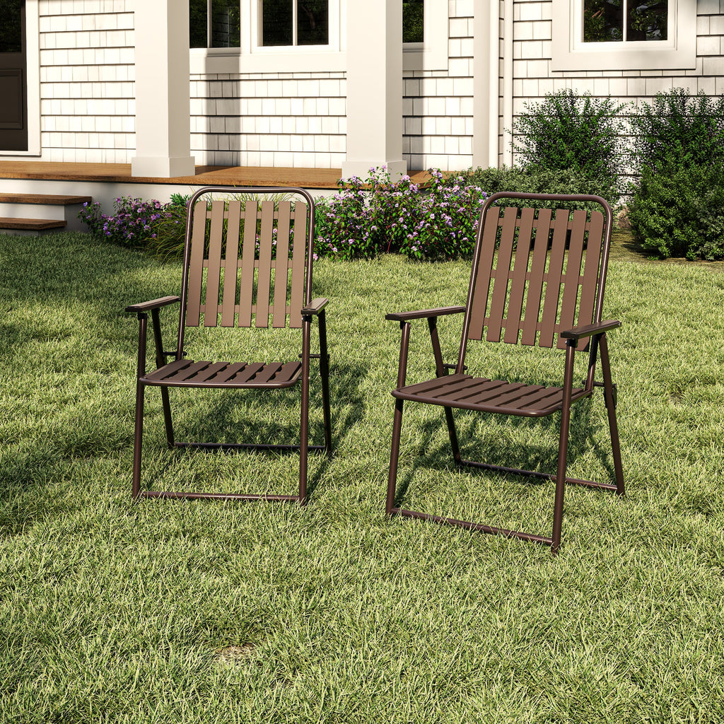 2-Piece Folding Chair 350lb Capacity Rust-Resistant Stain-Proof for Balcony Garden