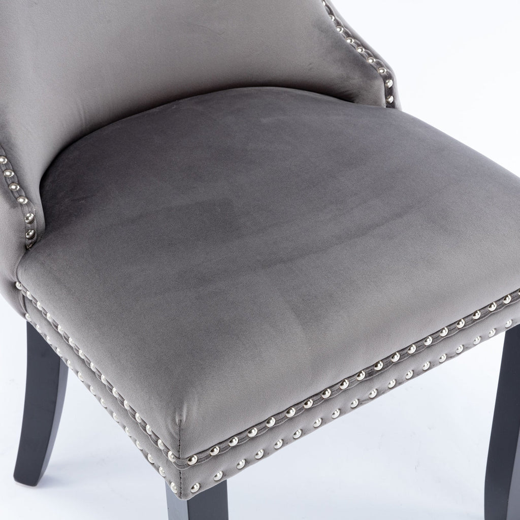 Modern Velvet Upholstered Wing-Back Dining Chairs (Set of 2)