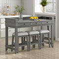 Retro Kitchen Table and Chairs Set with 3 Storage Drawers