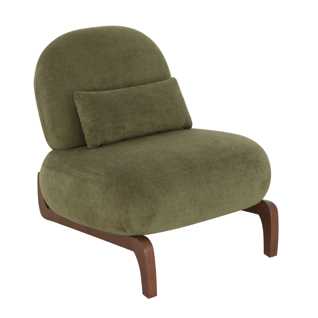 Velvet Accent Chair with Solid Wood Legs