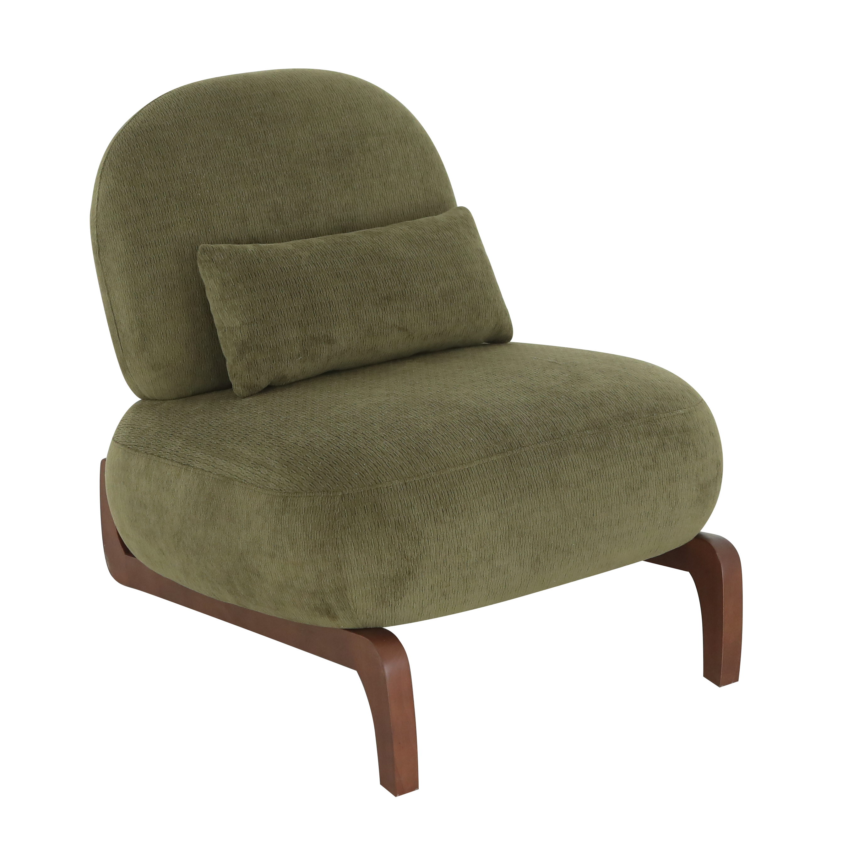 Velvet Accent Chair with Solid Wood Legs