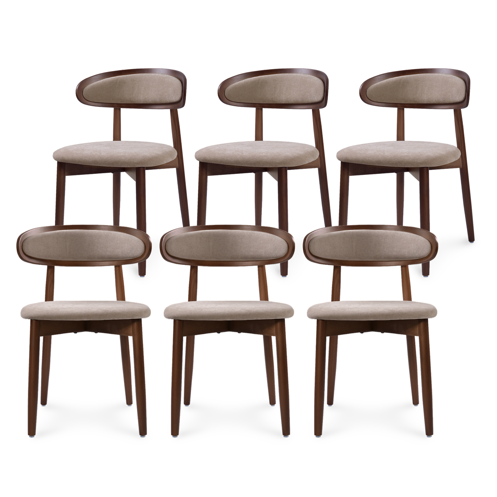 Firmoz Mid-Century Oval Back Side Chair Dining Chairs with Chenille Fabric & Rubberwood Legs