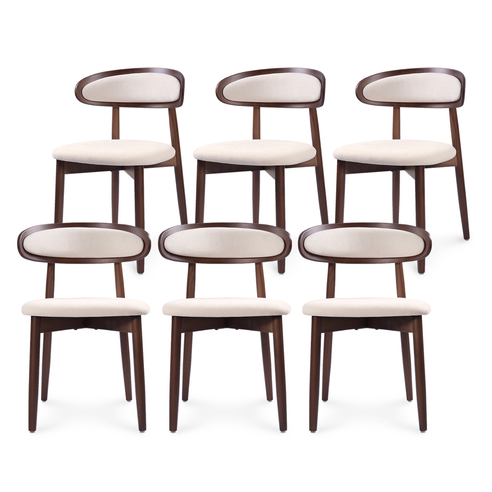 Firmoz Mid-Century Oval Back Side Chair Dining Chairs with Chenille Fabric & Rubberwood Legs