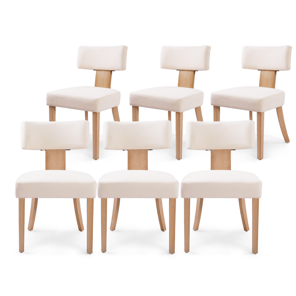 Firmoz Minimalist Chenille Dining Chairs with Rubberwood Legs & T-Back Design