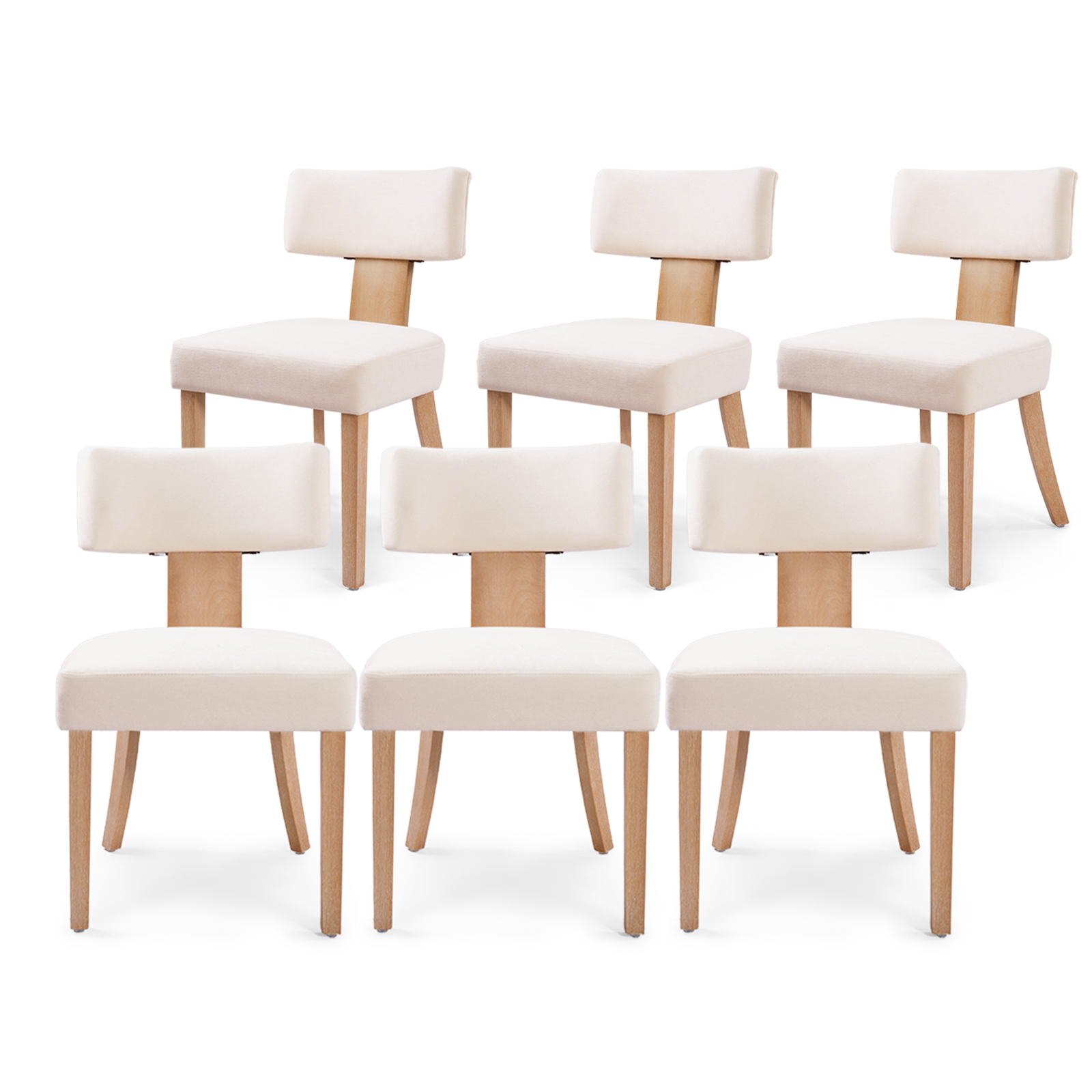 Firmoz Minimalist Chenille Dining Chairs with Rubberwood Legs & T-Back Design