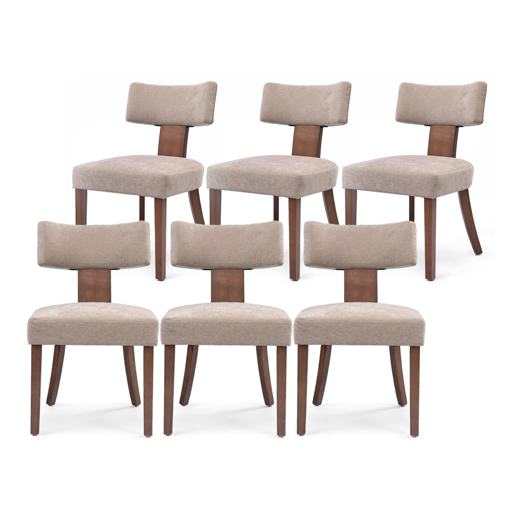 Firmoz Minimalist Chenille Dining Chairs with Rubberwood Legs & T-Back Design