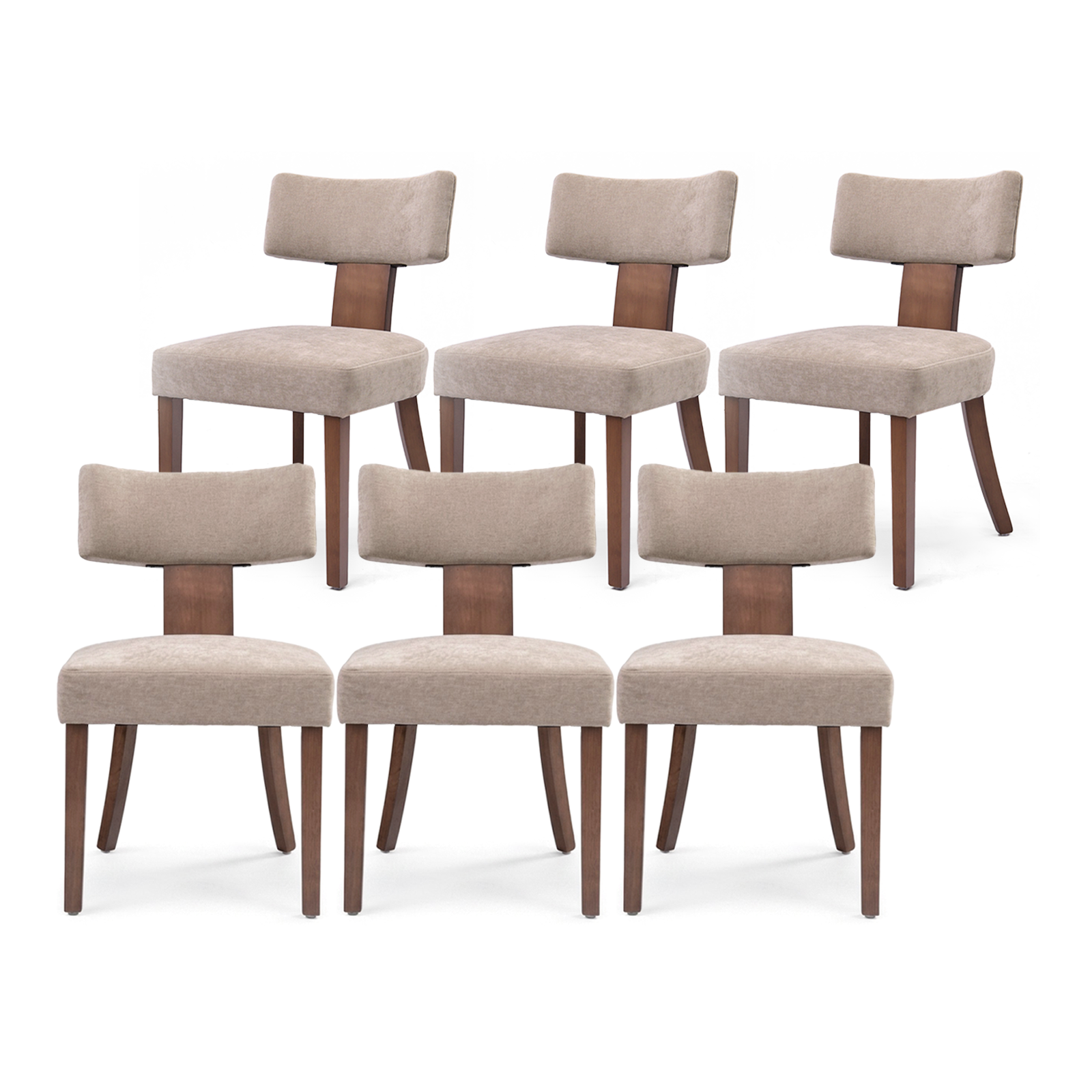 Firmoz Minimalist Chenille Dining Chairs with Rubberwood Legs & T-Back Design