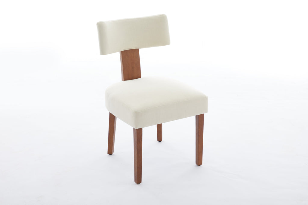 2Pcs  Modern Armless Dining Chairs With Curved Wingback and Solid Wooden Legs