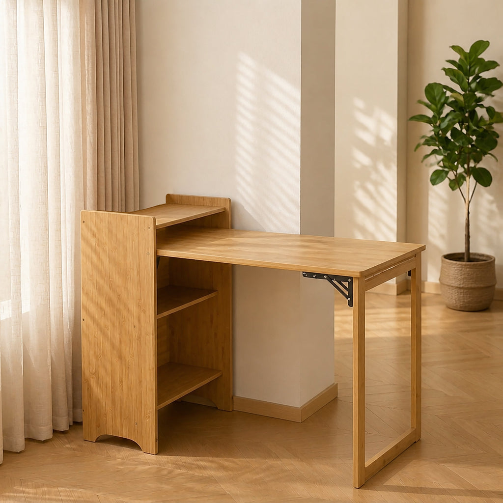 Mid Century Home Office Foldable Table for Small Space