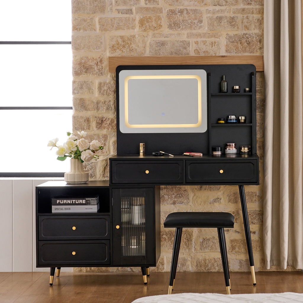 Modern Makeup Vanity Desk with Mirror and Lights