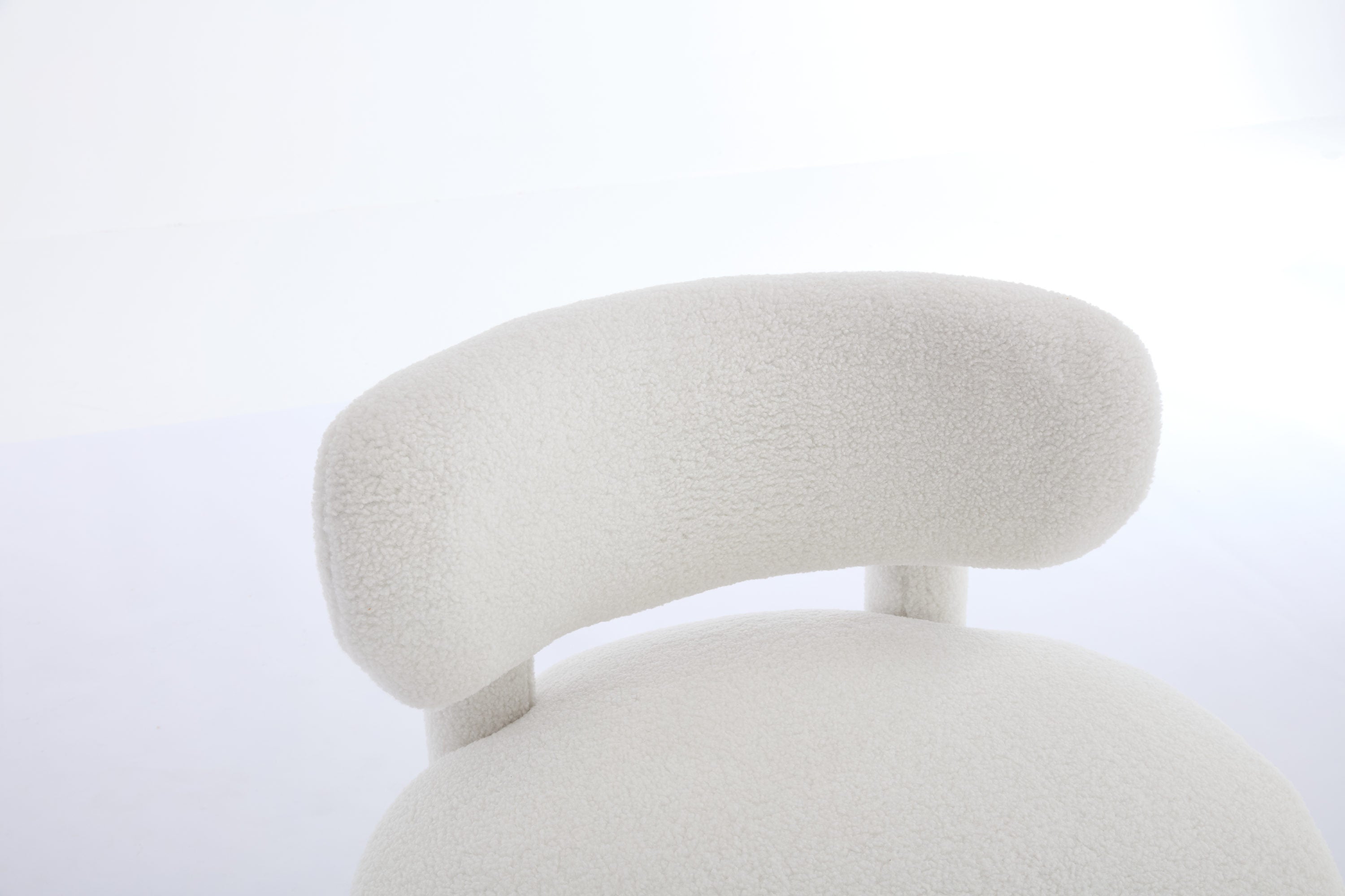 Fur/Teddy Fabric Armless Accent Chair with Curved Backrest