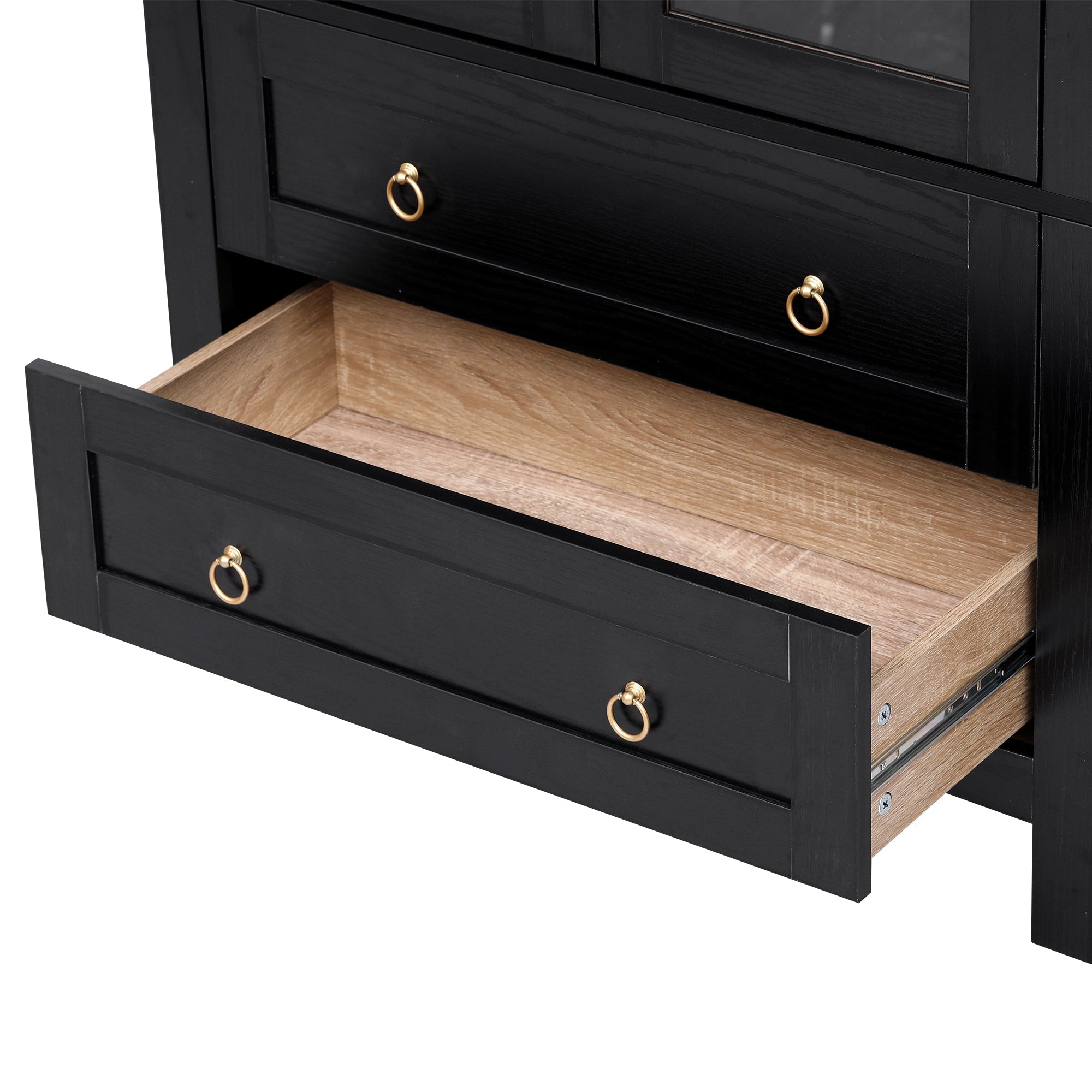 71” Tall Arched Modern Farmhouse Kitchen Pantry Cabinet with 2 Large Drawers