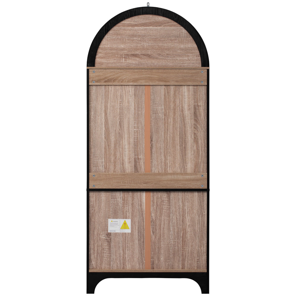 71" Tall Arched Farmhouse Kitchen Pantry Cabinet with Door Shelves