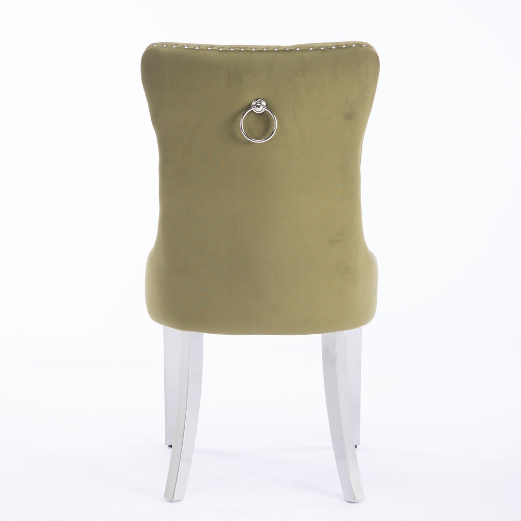 Modern High-end Tufted Solid Wood Velvet Dining Chairs (Set of 2)