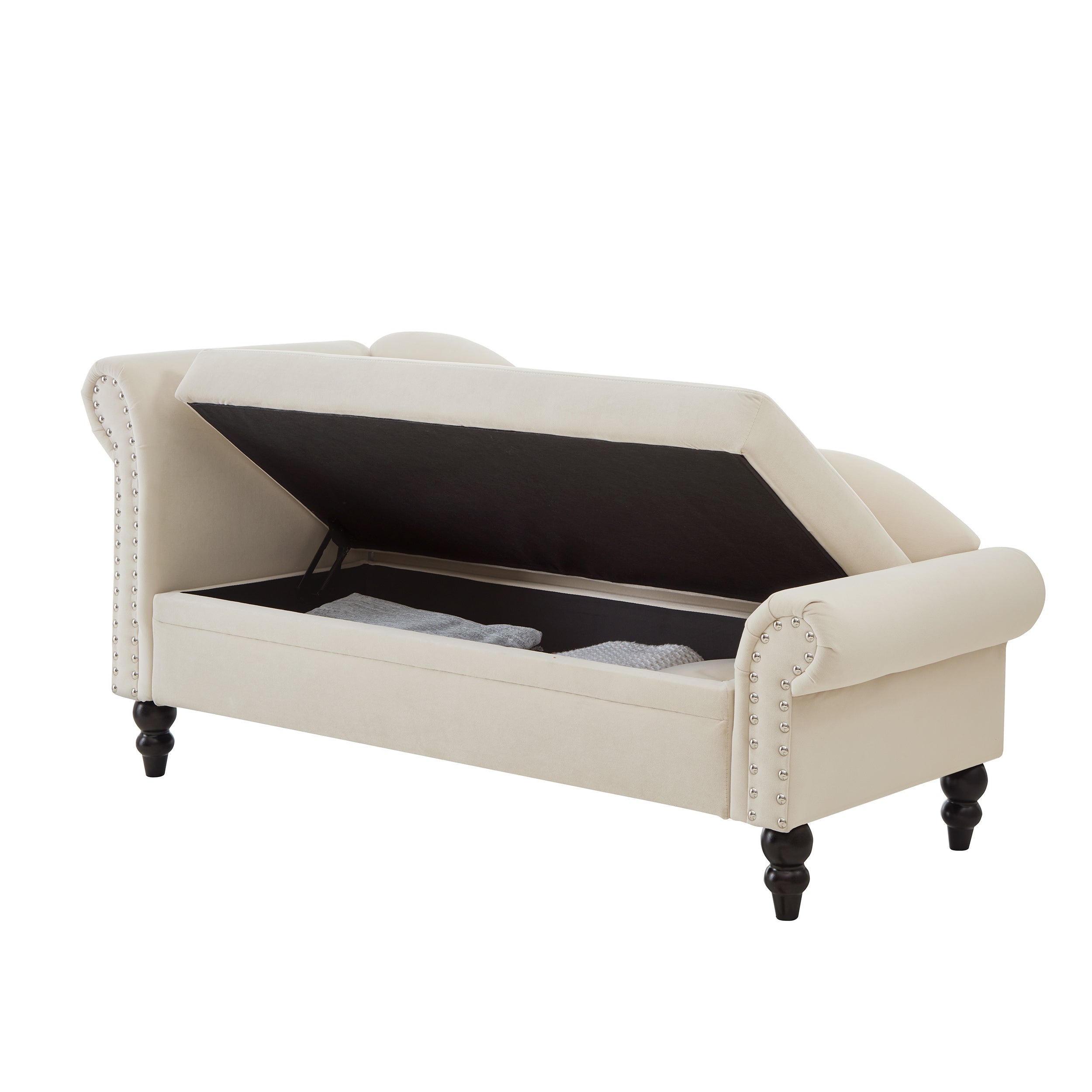 64.5'' Modern Velvet Chaise Lounge with Storage for Living Room/Bedroom