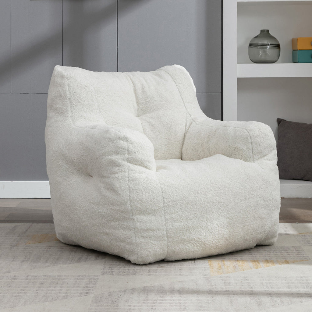 Teddy Fabric Tufted Foam Bean Bag Chair with Memory Sponge