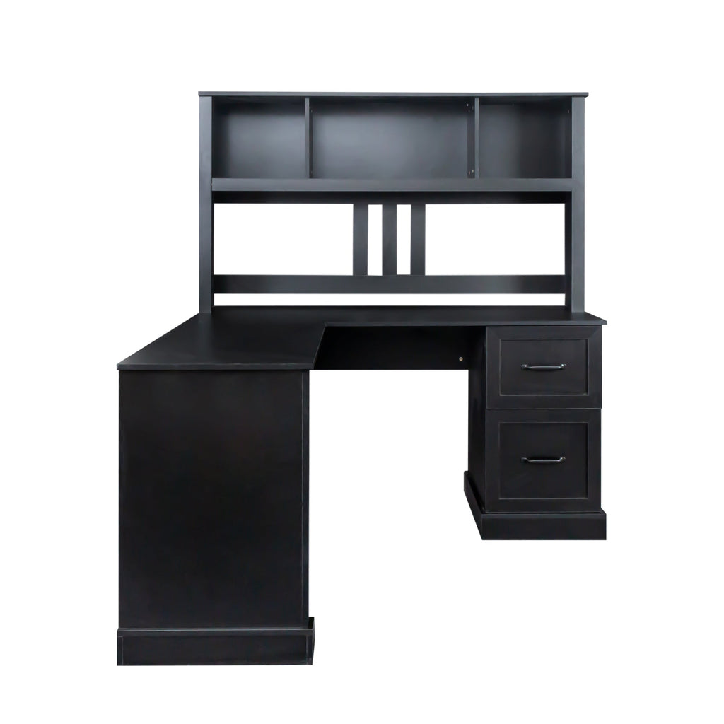 Space-Saving Home Office Computer Workstation with Storage Shelves