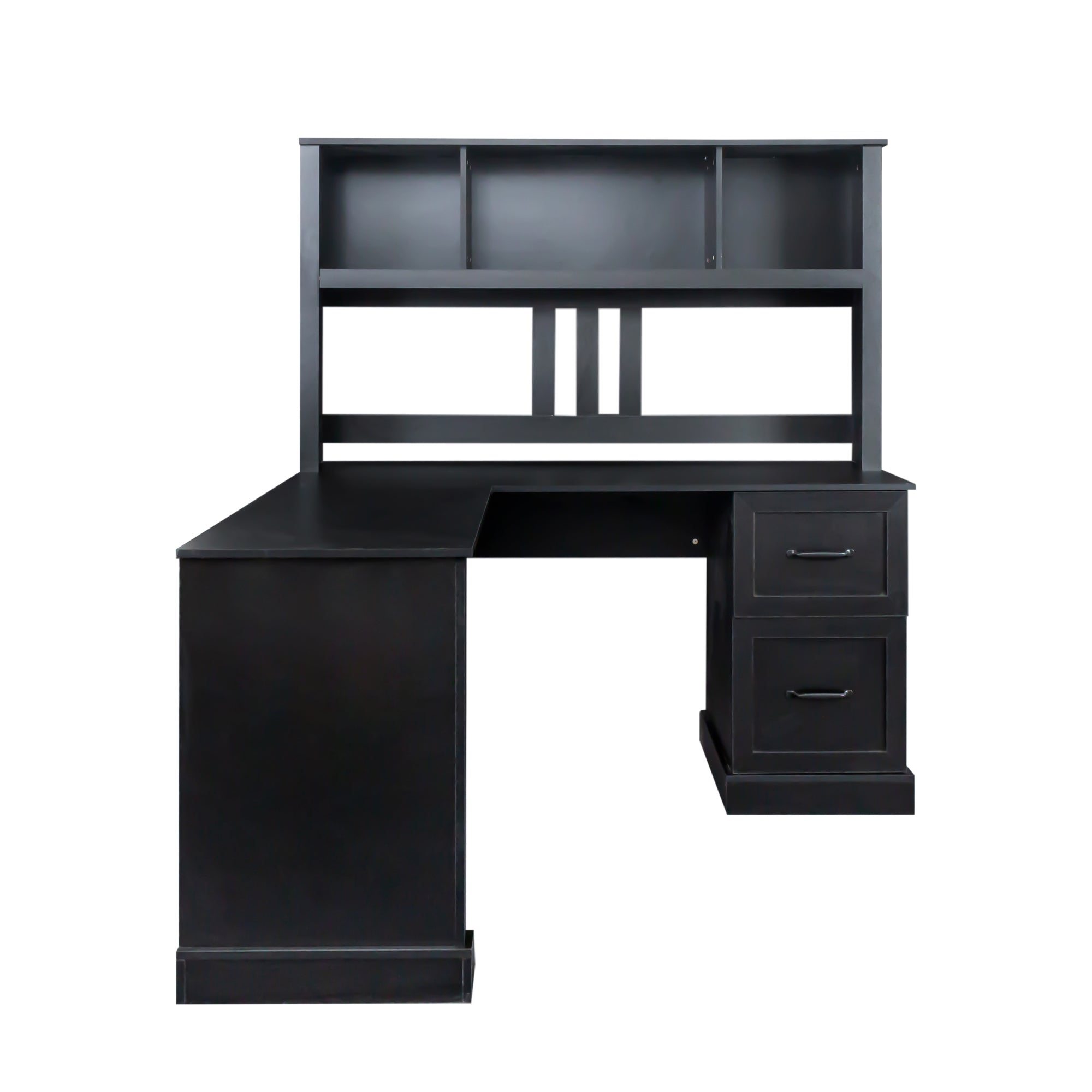 Space-Saving Home Office Computer Workstation with Storage Shelves