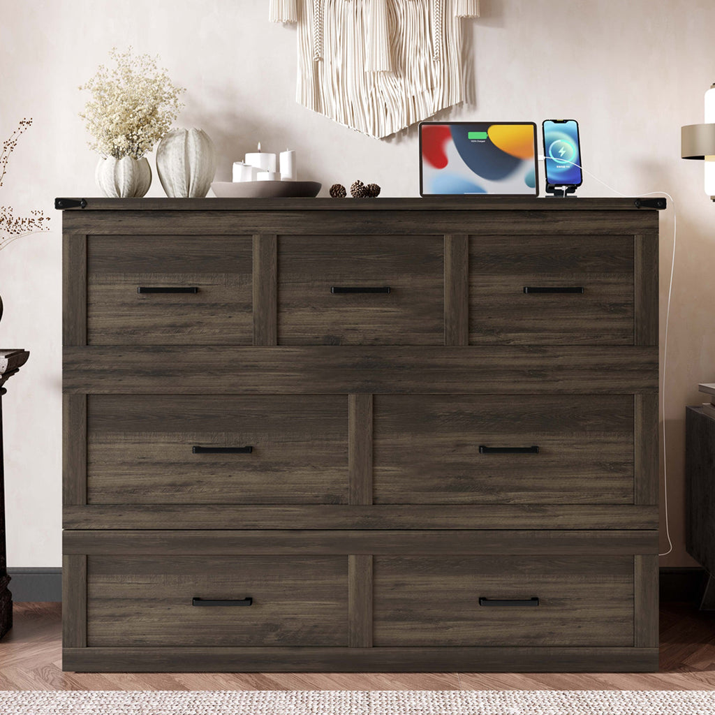 Murphy Bed Cabinet Full Size with Charging Station