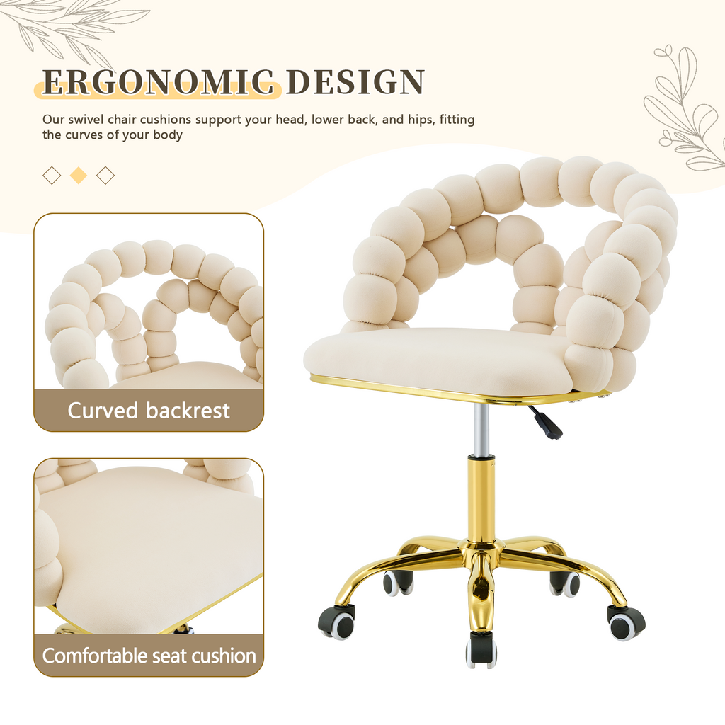 Coloful Modern Velvet Adjustable Swivel Desk Chair with Bubble Back