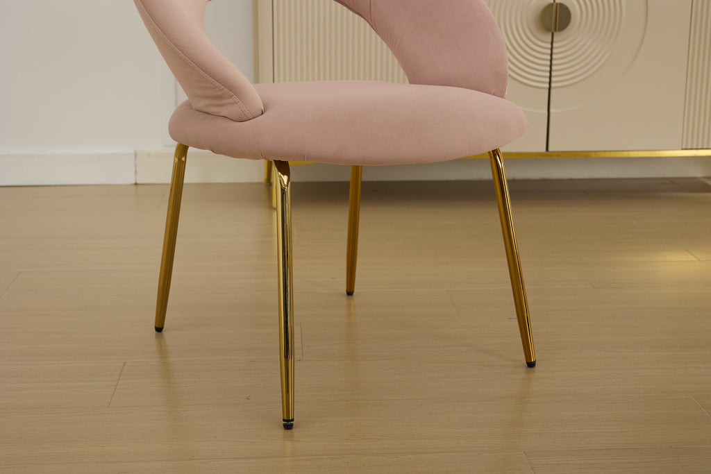Velvet/Teddy Fabric Dining Chairs with Curved Backrest