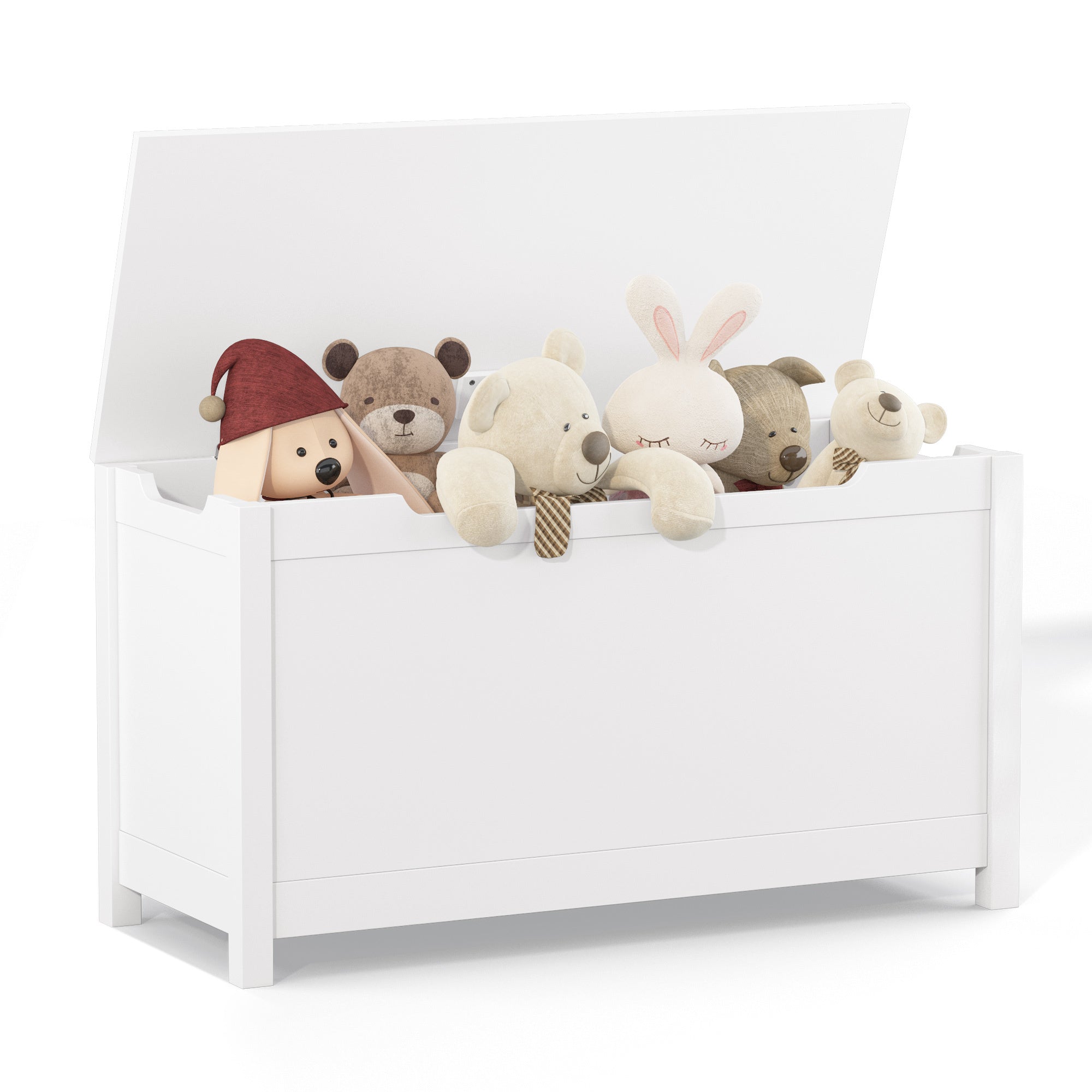 Kids Wooden Toy Box Storage with Safety Hinged Lid for Ages 2+