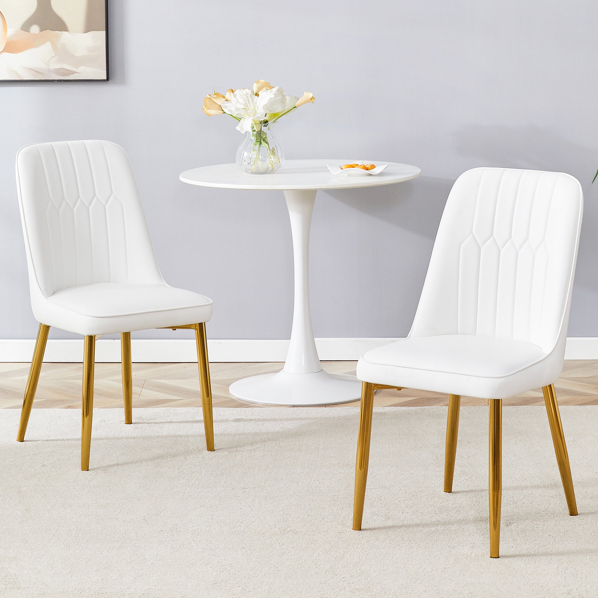 Modern Dining Chairs with Sleek PU leather Backrest (Set of 2)
