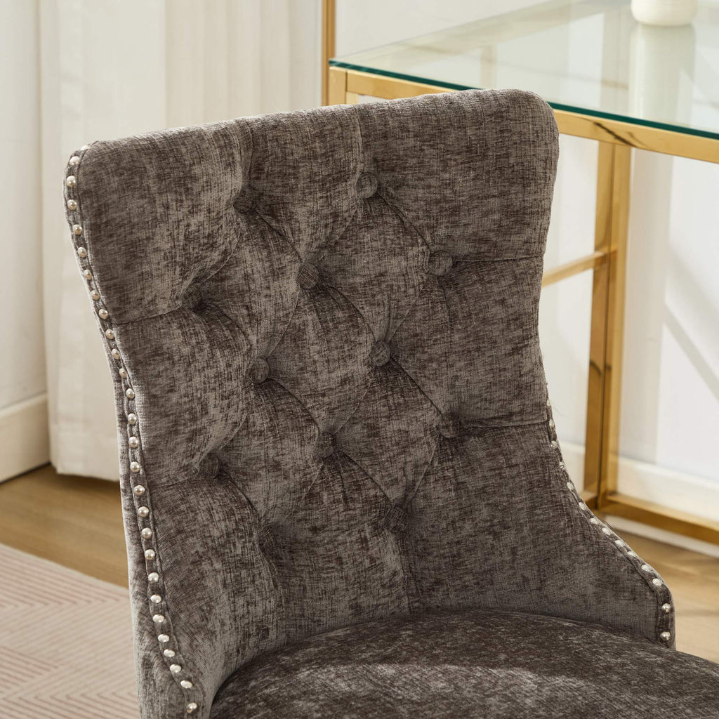 Modern Chenille Upholstered Tufted Button Home Office Chair