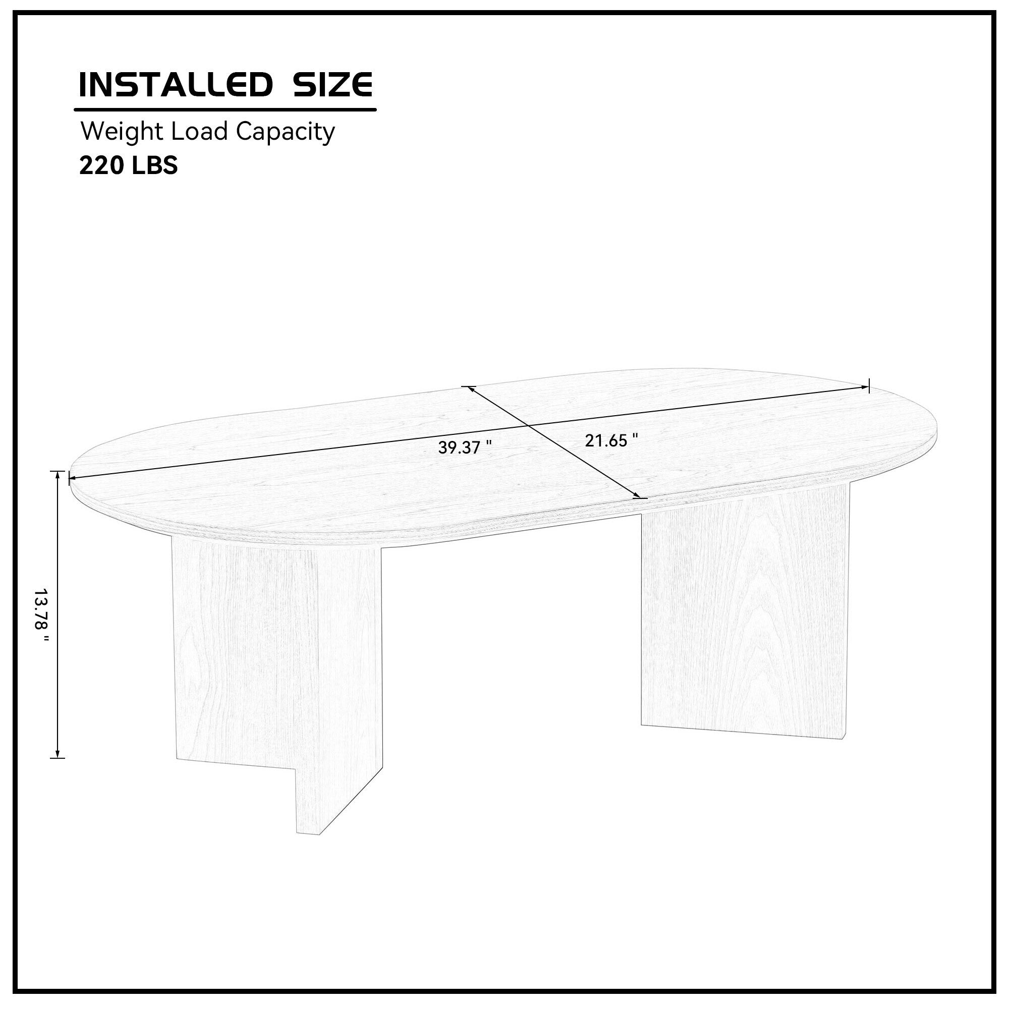 Length 39.37 Inch MDF Oval Coffee Table