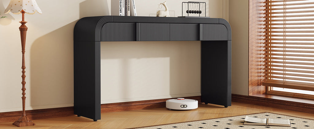 Modern Console Fluted Entryway Table with Rounded Silhouette