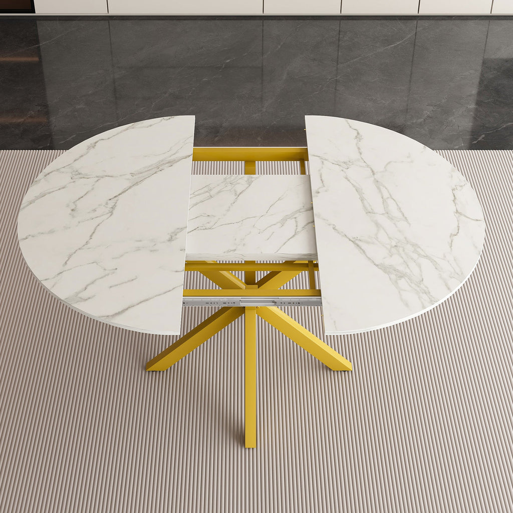 Modern Solid Wood Veneer Retractable Dining Table